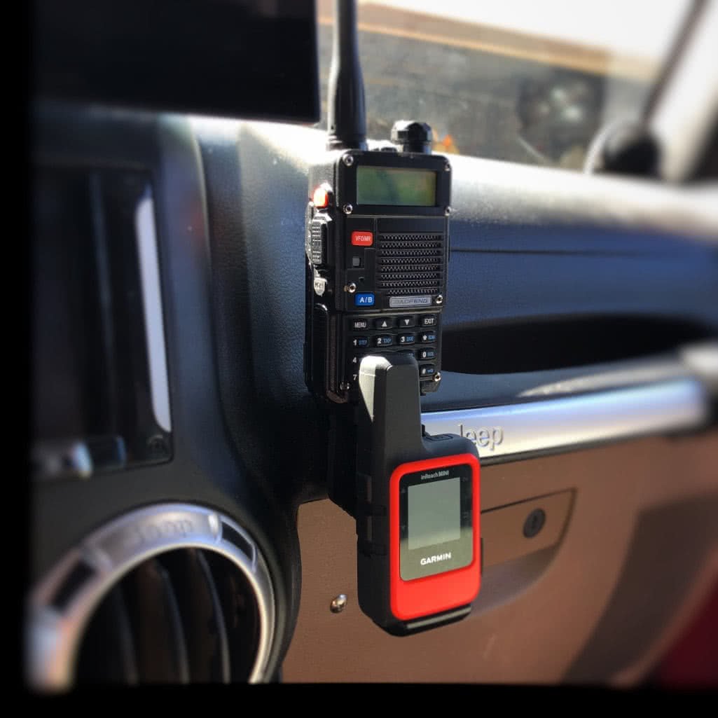 Garmin InReach Mini SATCOM SATCOM + Wouxun KG-UV9D Radio Holder for Jeep JK 11-18 Grab Bar - Image 6